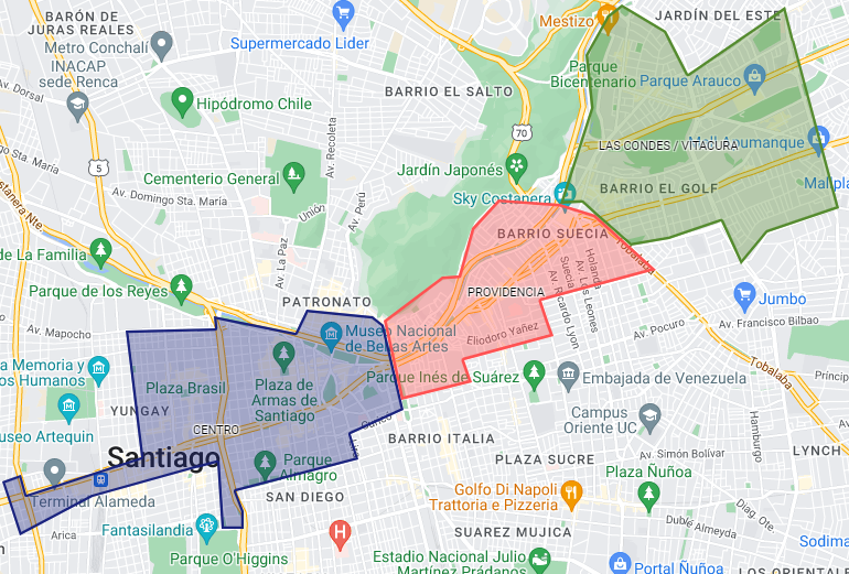 melhores bairros Santiago do Chile para se hospedar